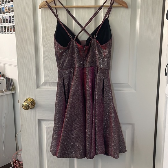 Sequin Hearts Purple Pink Metallic Mini Dress with POCKETS Size 5 - Picture 6 of 6